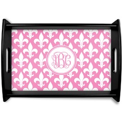 Fleur De Lis Black Wooden Tray - Small (Personalized)