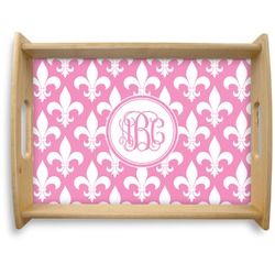 Fleur De Lis Natural Wooden Tray - Large (Personalized)
