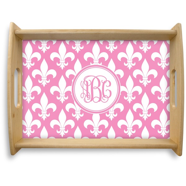 Custom Fleur De Lis Natural Wooden Tray - Large (Personalized)