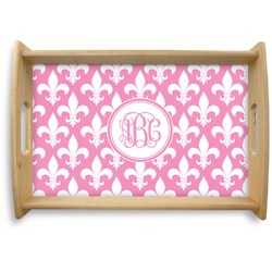 Fleur De Lis Natural Wooden Tray - Small (Personalized)