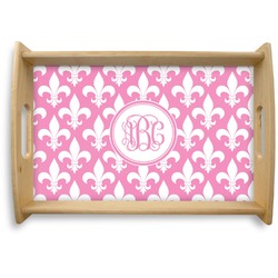 Fleur De Lis Natural Wooden Tray - Small (Personalized)