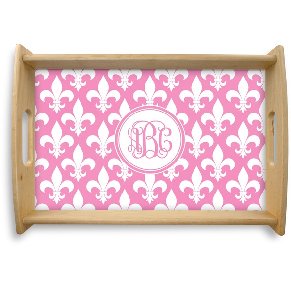 Custom Fleur De Lis Natural Wooden Tray - Small (Personalized)