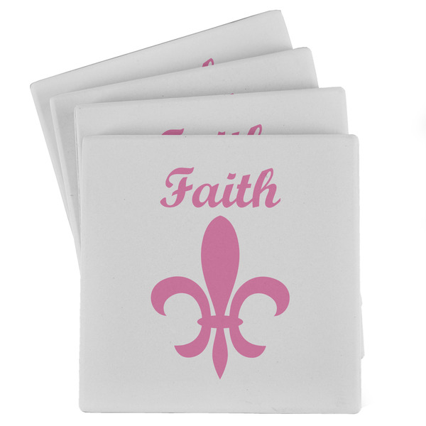 Custom Fleur De Lis Absorbent Stone Coasters - Set of 4 (Personalized)