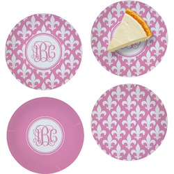 Fleur De Lis Set of 4 Glass Appetizer / Dessert Plate 8" (Personalized)