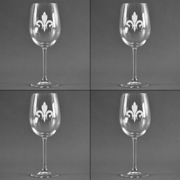 Fleur De Lis Set of Four Personalized Wineglasses (Approval)