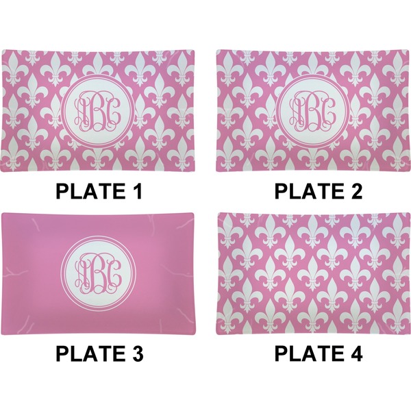Fleur De Lis Set of Rectangular Dinner Plates (Approval)