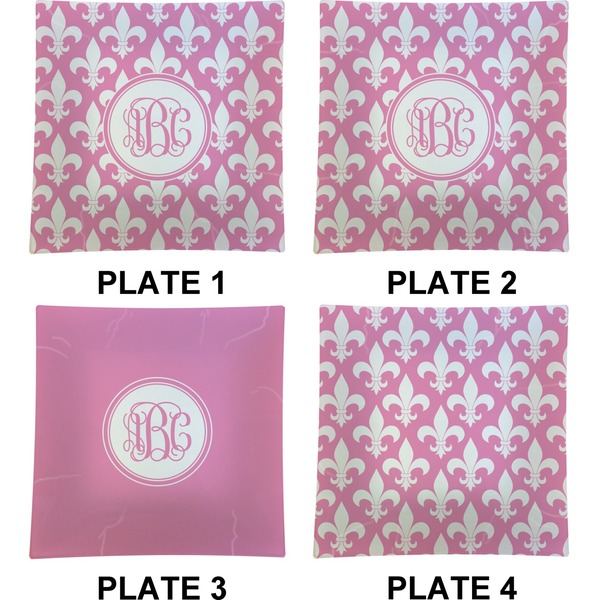 Fleur De Lis Set of Square Dinner Plates (Approval)