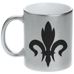 Fleur De Lis Metallic Silver Mug (Personalized)