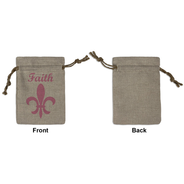 Fleur De Lis Small Burlap Gift Bag - Front Approval