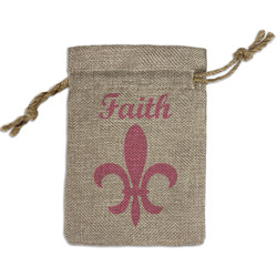 Fleur De Lis Small Burlap Gift Bag - Front (Personalized)