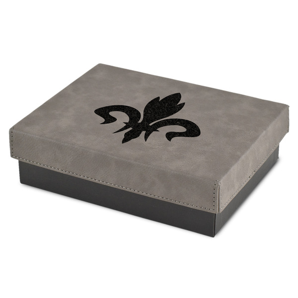Custom Fleur De Lis Small Gift Box w/ Engraved Leather Lid