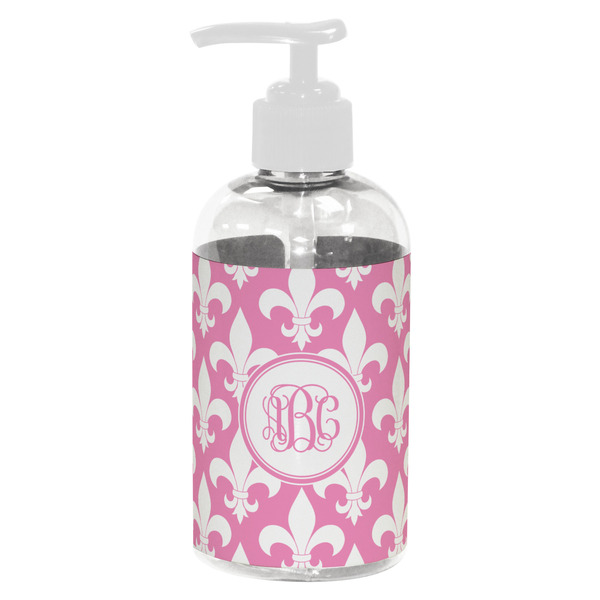 Custom Fleur De Lis Plastic Soap / Lotion Dispenser (8 oz - Small - White) (Personalized)