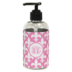 Fleur De Lis Plastic Soap / Lotion Dispenser (8 oz - Small - Black) (Personalized)