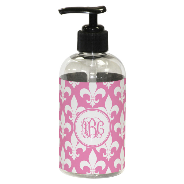 Custom Fleur De Lis Plastic Soap / Lotion Dispenser (8 oz - Small - Black) (Personalized)