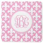 Fleur De Lis Square Rubber Backed Coaster (Personalized)