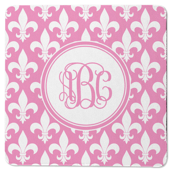 Custom Fleur De Lis Square Rubber Backed Coaster (Personalized)