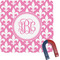 Pink Fleur De Lis Square Fridge Magnet (Personalized)