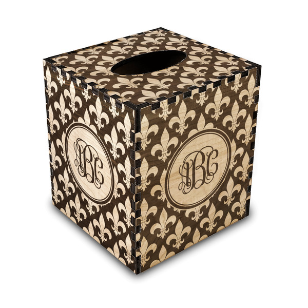 Custom Fleur De Lis Wood Tissue Box Cover (Personalized)