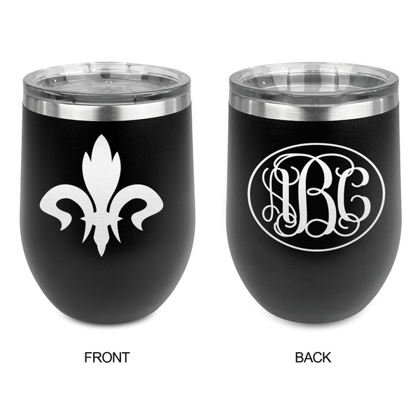 Fleur De Lis Stainless Wine Tumblers - Black - Double Sided - Approval