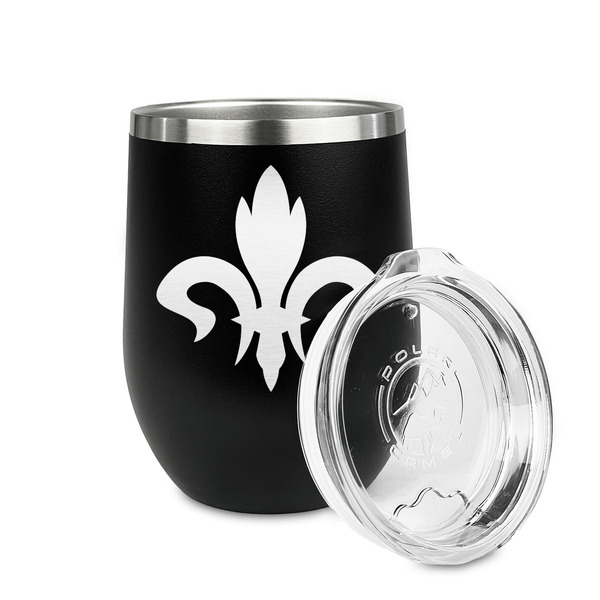 Fleur De Lis Stainless Wine Tumblers - Black - Single Sided - Alt View