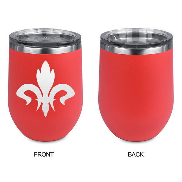 Fleur De Lis Stainless Wine Tumblers - Coral - Single Sided - Approval