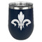 Fleur De Lis Stainless Wine Tumblers - Navy - Double Sided - Front