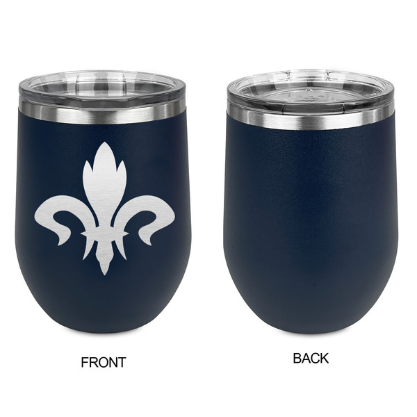 Fleur De Lis Stainless Wine Tumblers - Navy - Single Sided - Approval