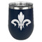 Fleur De Lis Stainless Wine Tumblers - Navy - Single Sided - Front