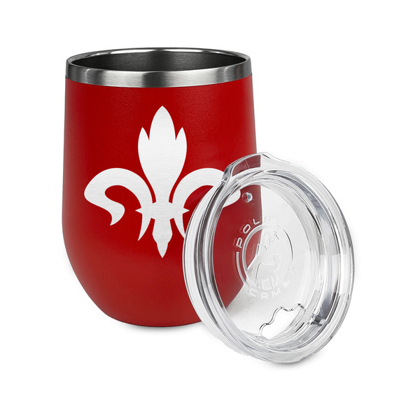 Fleur De Lis Stainless Wine Tumblers - Red - Double Sided - Alt View