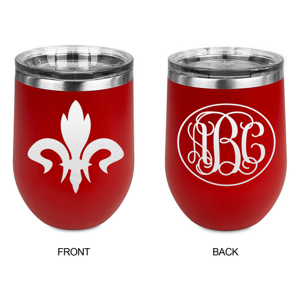 Fleur De Lis Stainless Wine Tumblers - Red - Double Sided - Approval