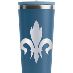 Fleur De Lis RTIC Everyday Tumbler with Straw - 28oz - Steel Blue - Double-Sided (Personalized)