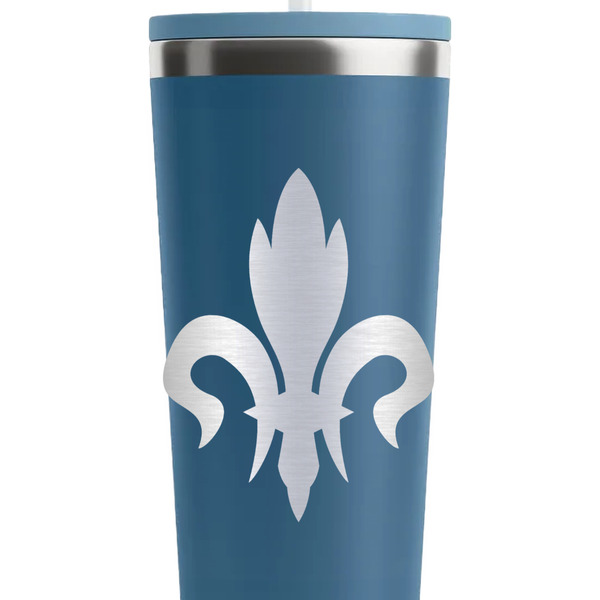 Fleur De Lis Steel Blue RTIC Everyday Tumbler - 28 oz. - Close Up