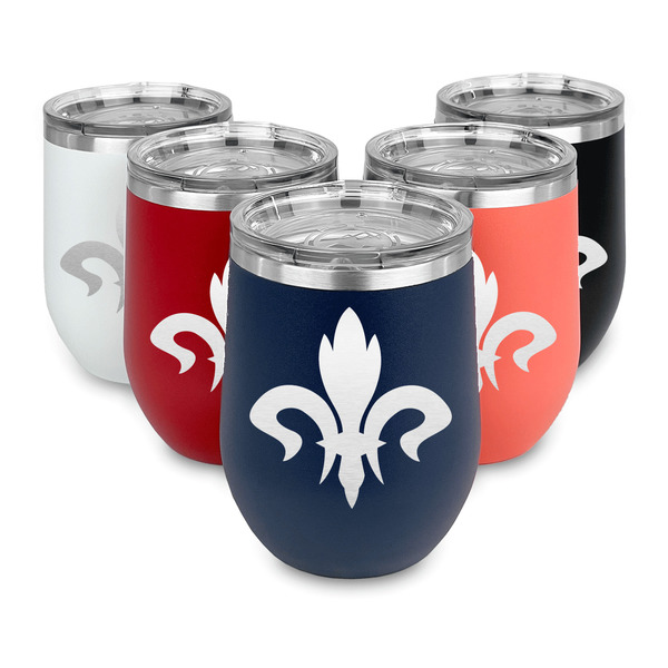 Fleur De Lis Steel Wine Tumblers Multiple Colors