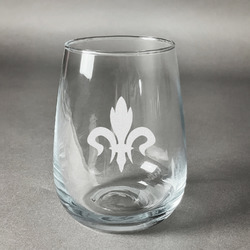 Fleur De Lis Stemless Wine Glass - Engraved