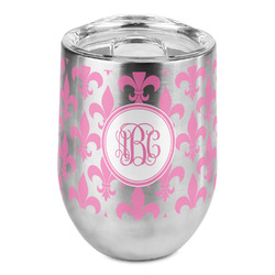 Fleur De Lis Stemless Wine Tumbler - Full Print (Personalized)