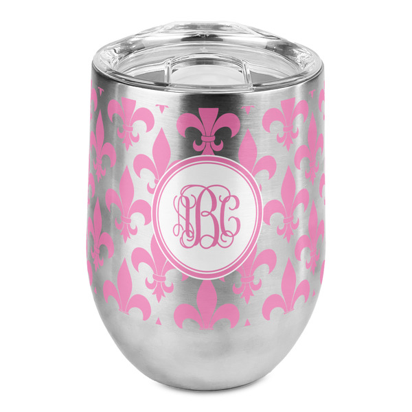 Custom Fleur De Lis Stemless Wine Tumbler - Full Print (Personalized)