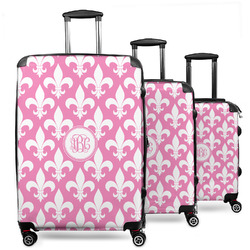 Fleur De Lis 3 Piece Luggage Set - 20" Carry On, 24" Medium Checked, 28" Large Checked (Personalized)