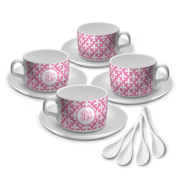 Custom Fleur De Lis Tea Cup - Set of 4 (Personalized)
