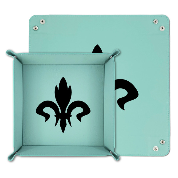 Fleur De Lis Teal Faux Leather Valet Trays - PARENT MAIN
