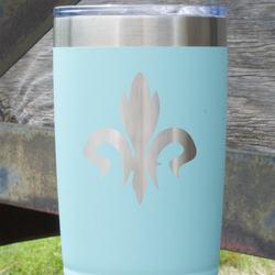 Fleur De Lis 20 oz Stainless Steel Tumbler - Teal - Double Sided (Personalized)