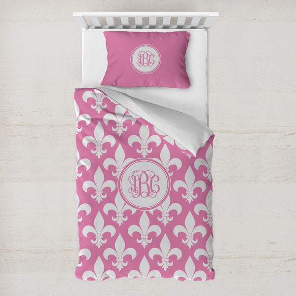 Custom Fleur De Lis Toddler Bedding Set - With Pillowcase (Personalized)