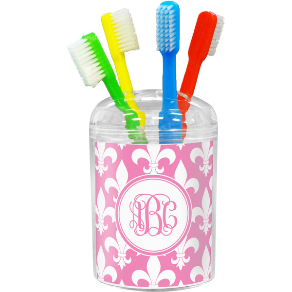 Pink Fleur De Lis Bathroom Accessories Set (Personalized)