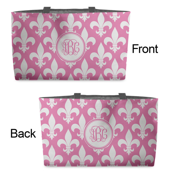 Fleur De Lis Tote w/Black Handles - Front & Back Views