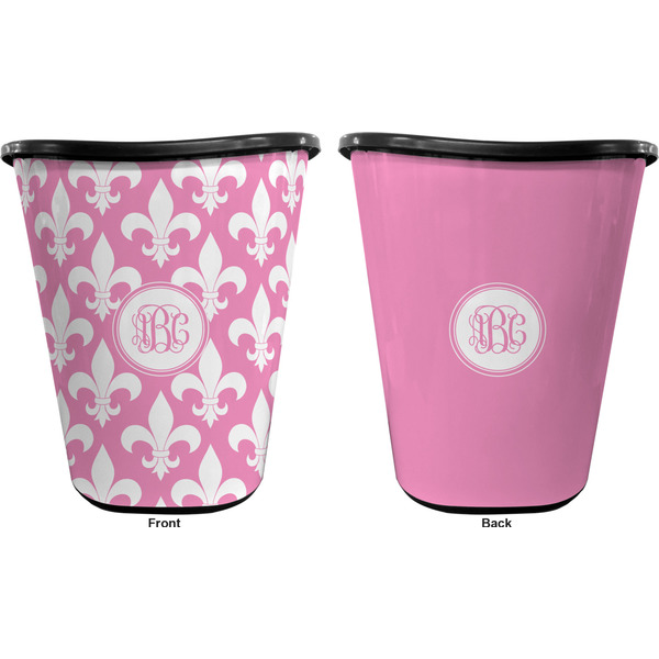 Fleur De Lis Trash Can Black - Front and Back - Apvl
