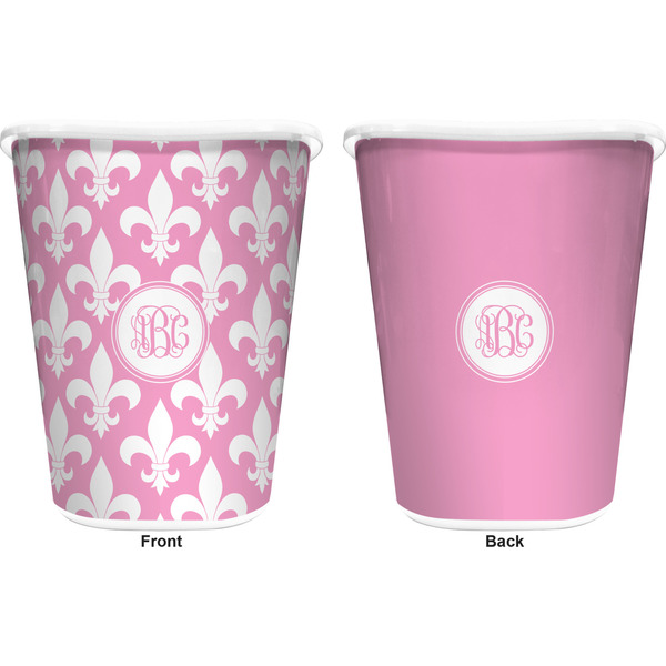 Fleur De Lis Trash Can White - Front and Back - Apvl