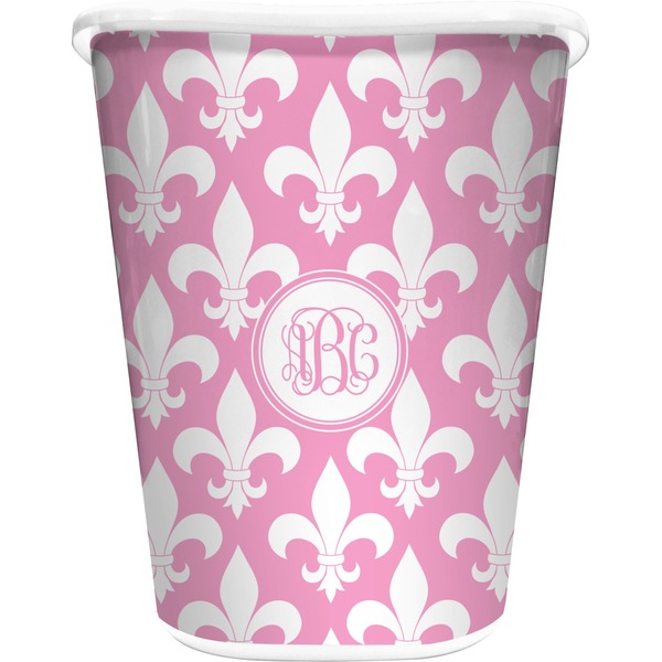 Custom Fleur De Lis Waste Basket - Single Sided (White) (Personalized)