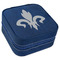 Fleur De Lis Travel Jewelry Boxes - Leather - Navy Blue - Angled View