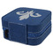 Fleur De Lis Travel Jewelry Boxes - Leather - Navy Blue - View from Rear