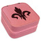 Fleur De Lis Travel Jewelry Boxes - Leather - Pink - Angled View