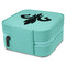 Fleur De Lis Travel Jewelry Boxes - Leather - Teal - View from Rear